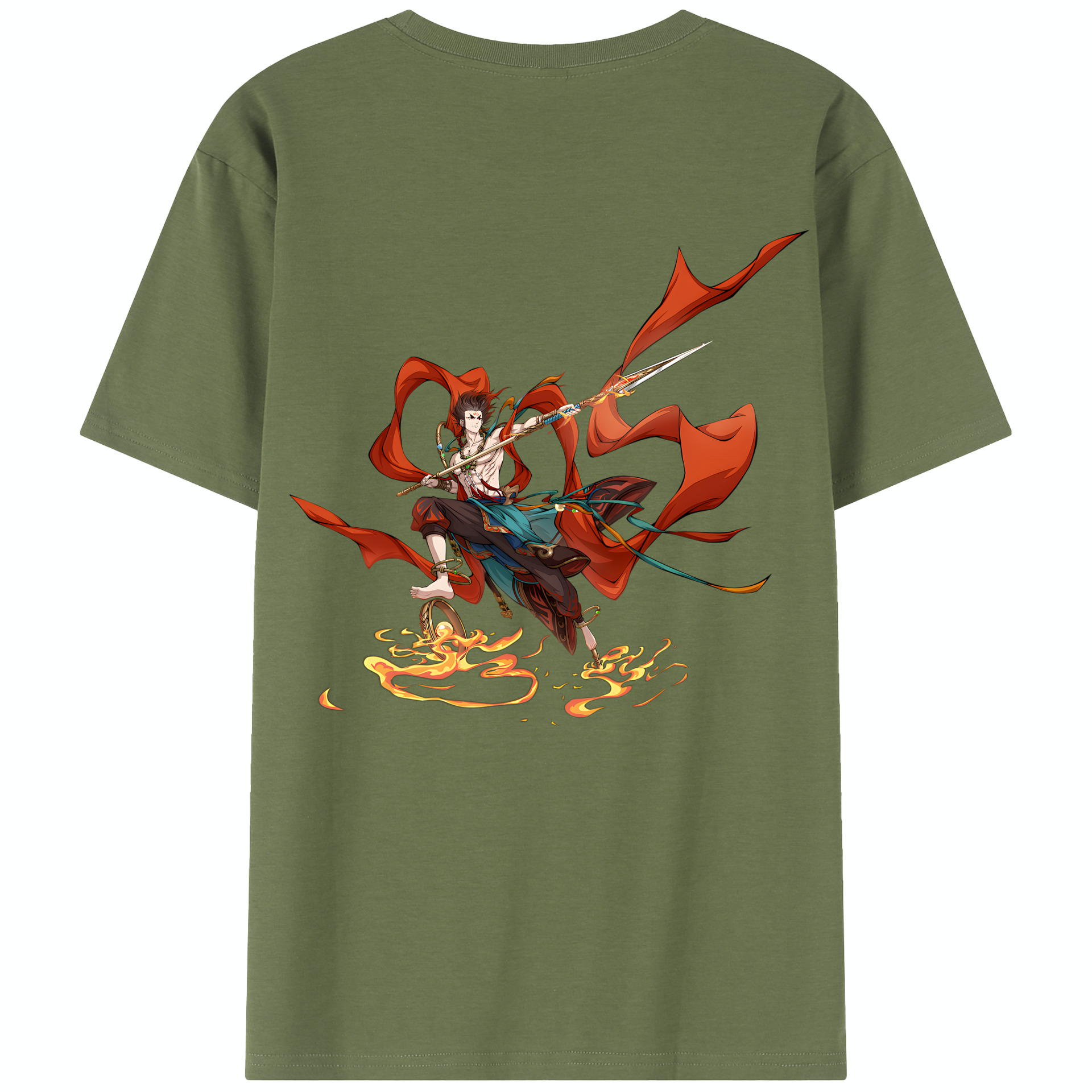 （画像用） Ne Zha 2 ナタ 魔童の大暴れ 綿100％半袖Tシャツ（背面プリント）
